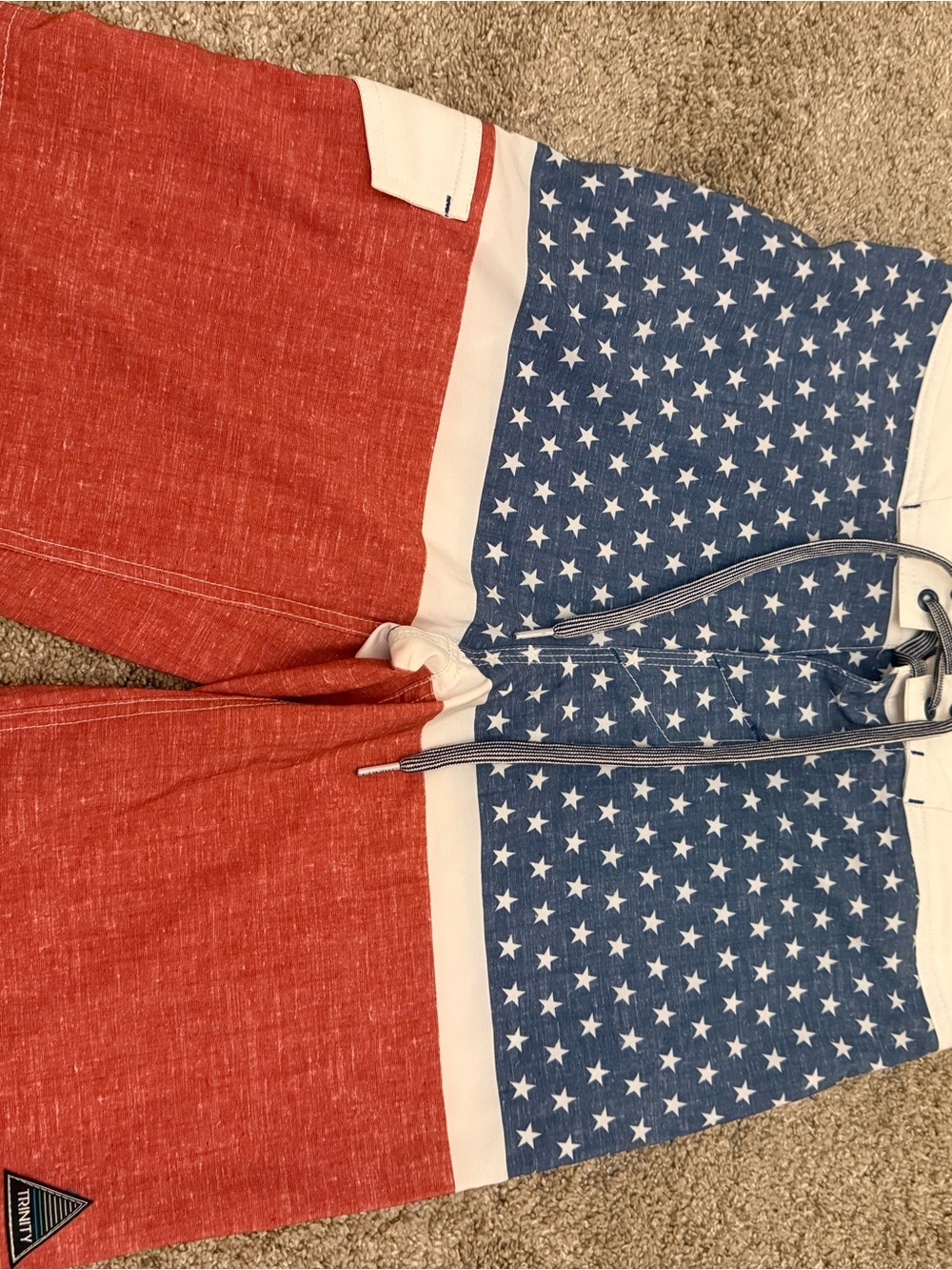 Trinity Star-Print Blue and White Swim Trunks